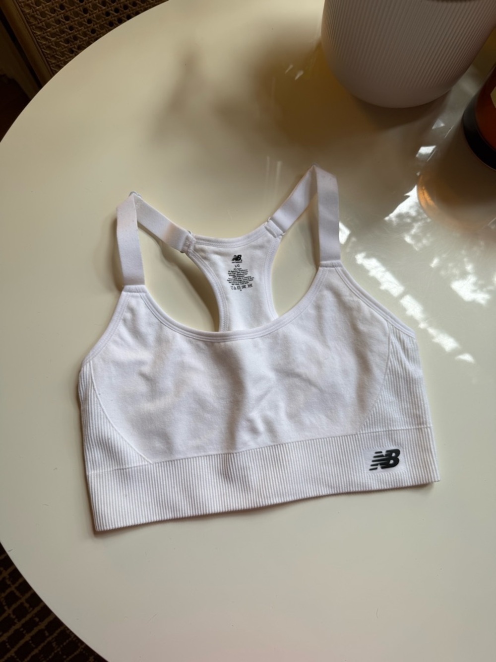 New Balance Women's White Seamless Racerback Sports Bra